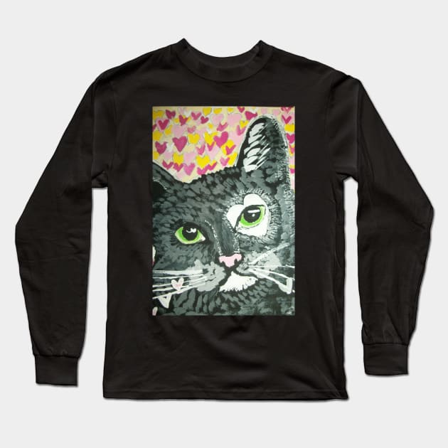 Cat face painting Long Sleeve T-Shirt by SamsArtworks